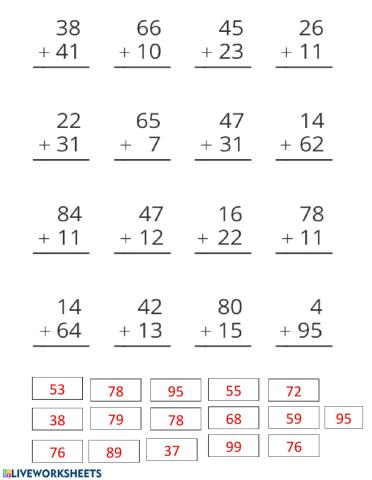 Adición hasta el 99