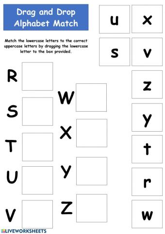 Matching Uppercase and Lowercase Alphabets R-Z