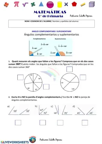 Ángulos complementarios y suplementarios