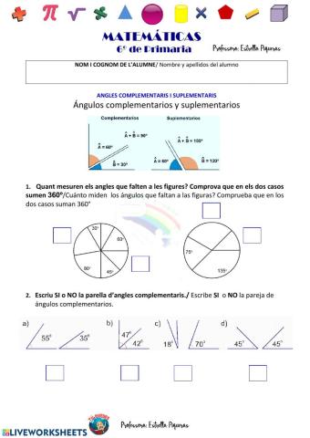 Ángulos complementarios y suplementarios