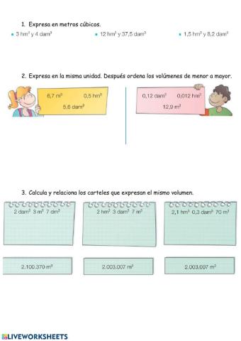 El metro cúbico. Múltiplos