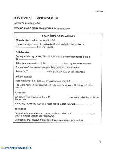 Listening Section 4