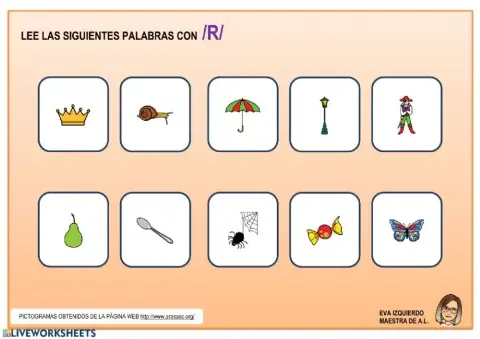 Articulación palabras con -r- simple