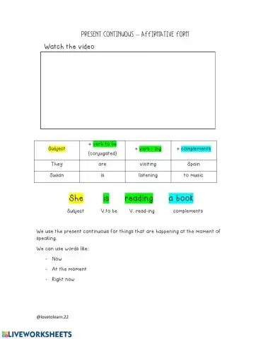 Present continuous affirmative
