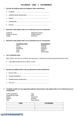 Palabras tabú y eufemismos