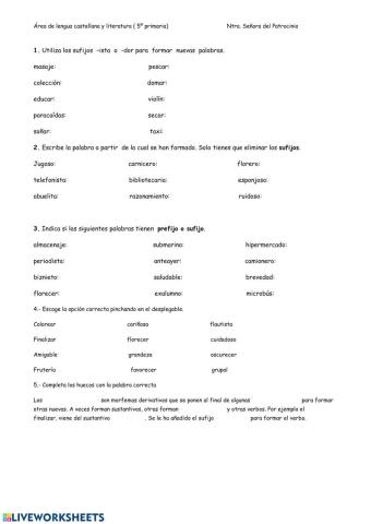 Principales sufijos