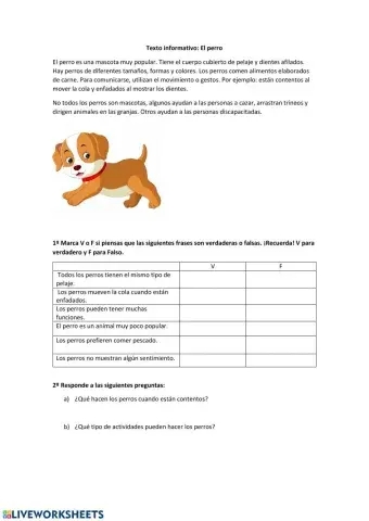 Texto informativo: El perro