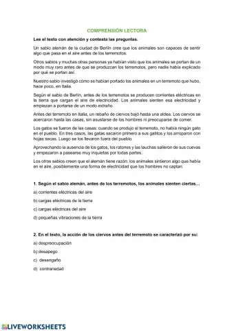 Comprensión lectora y antónimos