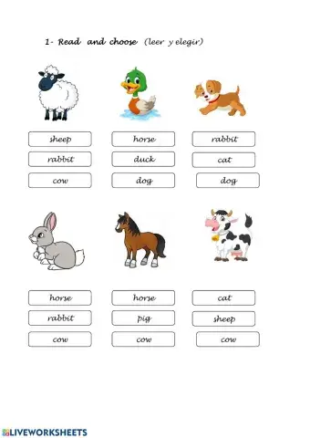 Farm animals and numbers