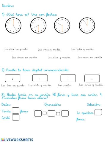 La hora en punto e y media