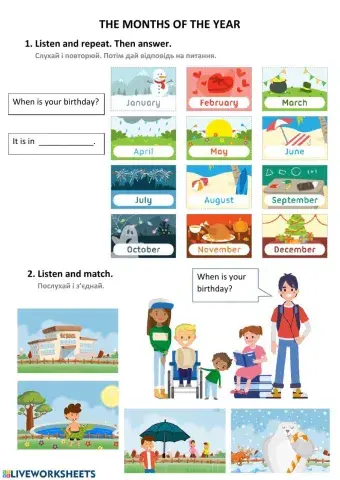 The months of the year (Listening)