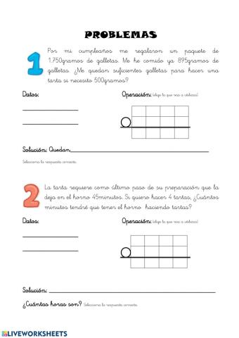 Problemas resta y multiplicación