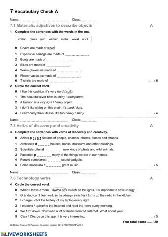 GoGetter 4 Vocabulary Check 7a