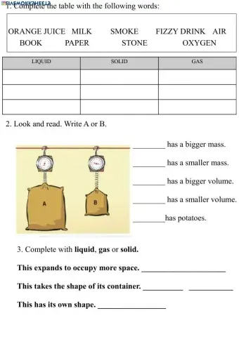 Volume and Mass. States of matter