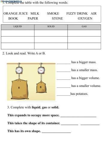 Volume and Mass. States of matter