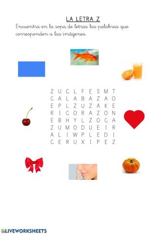 SOPA DE LETRAS. LETRA Z