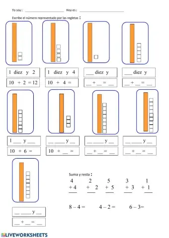 OAOA Escribe los números representados por las regletas
