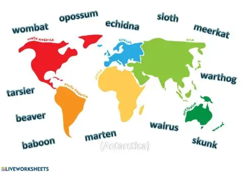 Wild animals - continents