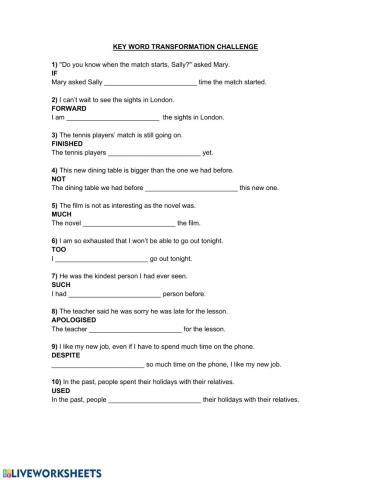 Key Word Transformations 1