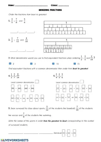 Ordering fractions