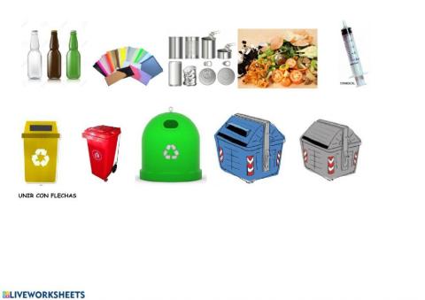 reciclar, unir con flechas