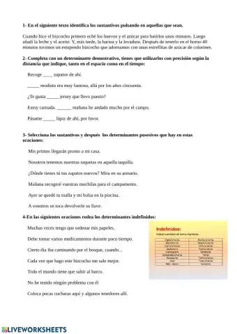 Determinantes y sustantivos