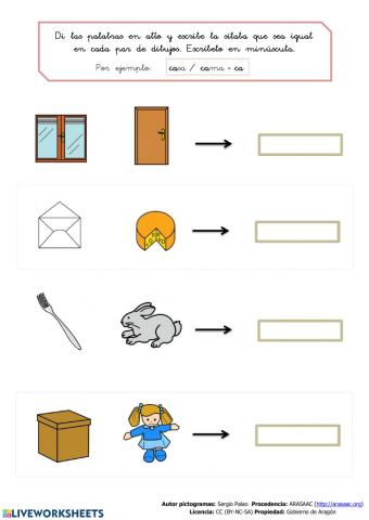 Identifica la sílaba que suena igual