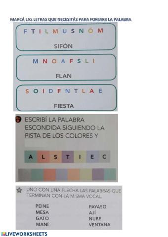 Relacionar letras y palabras