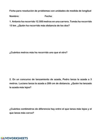 Problemas con unidades de longitud