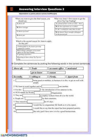 Answering Interview Questions part 2