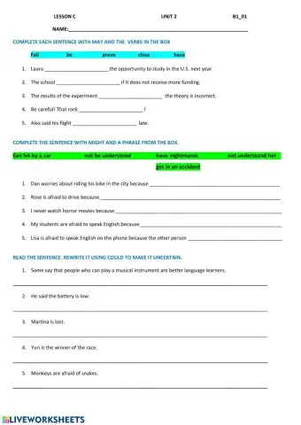 Might, may and could