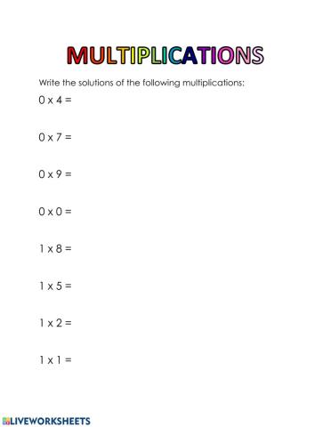Multiplications 0 and 1