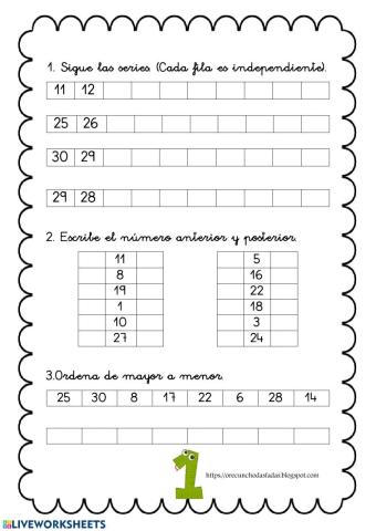 Mates. Números hasta 30