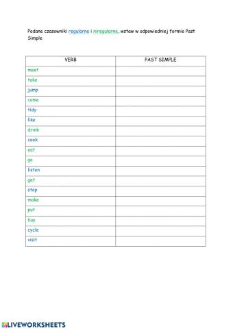 Past Simple regular- irregular