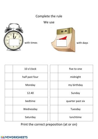 Prepositions of time