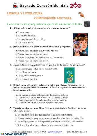 Roald Dhal (Comprensión oral)