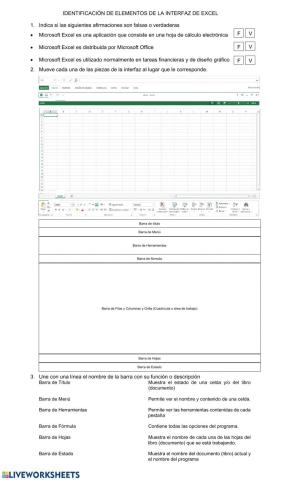 Identificación de elementos interfaz Excel