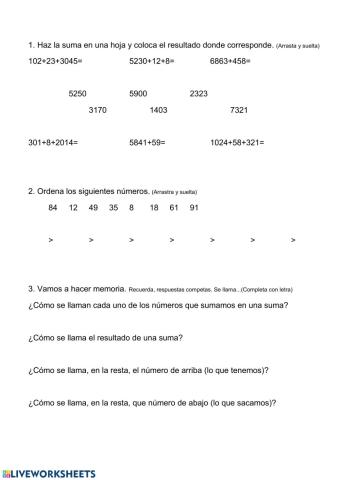 Ejercicios matemáticas