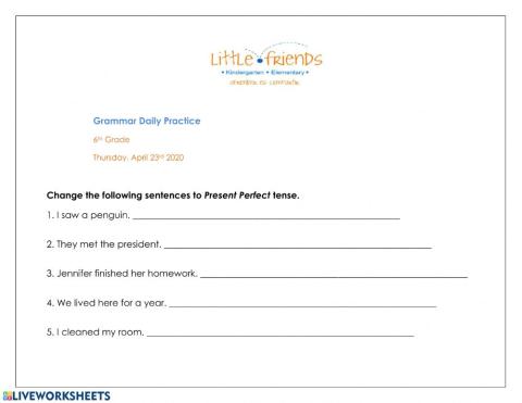 Grammar, Thursday April 23rd