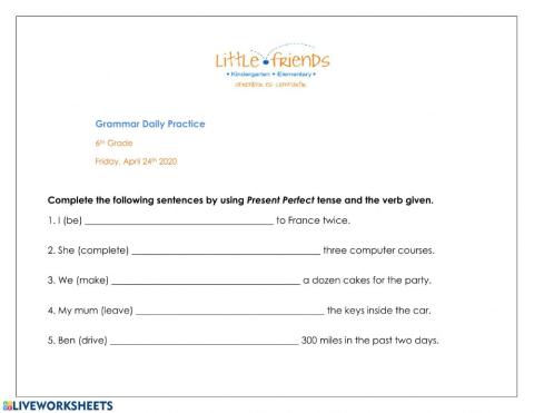 Grammar, Friday April 24th