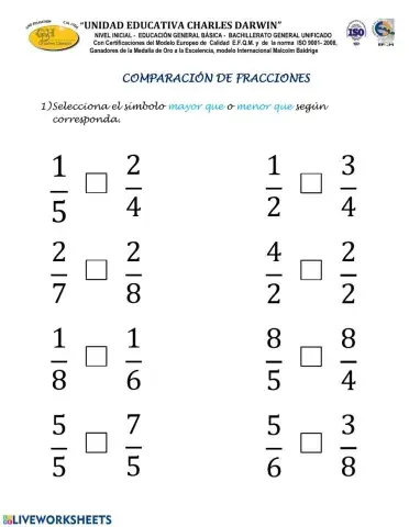 Comparación de fracciones