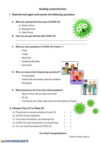 reading comprehension about coronavirus1
