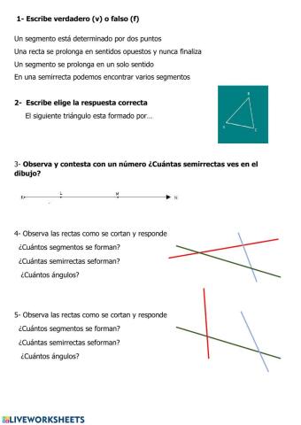 Rectas, semirrectas, segmentos