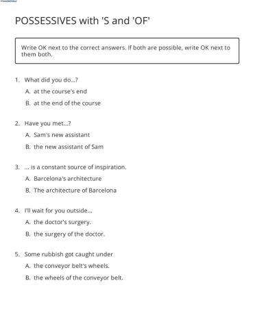 POSSESSIVES with 'S and 'OF'