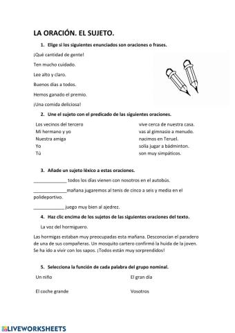 La oración. El sujeto