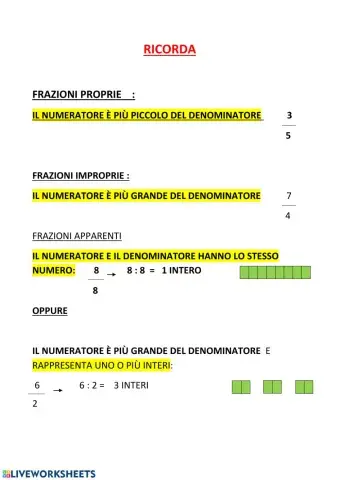 Frazioni proprie improprie e apparenti