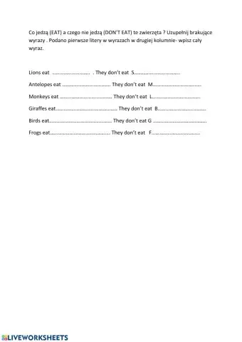 Animals eat-don't eat... 