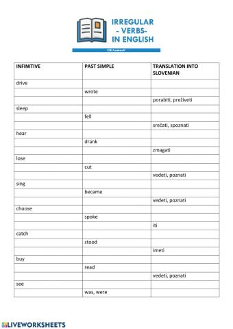 Irregular verbs