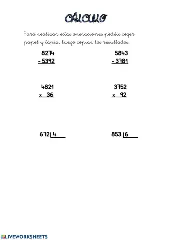 Cálculo y problemas 3º