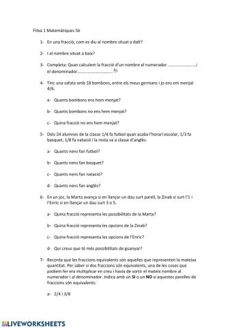 Fitxa 1 matemàtiques 5è